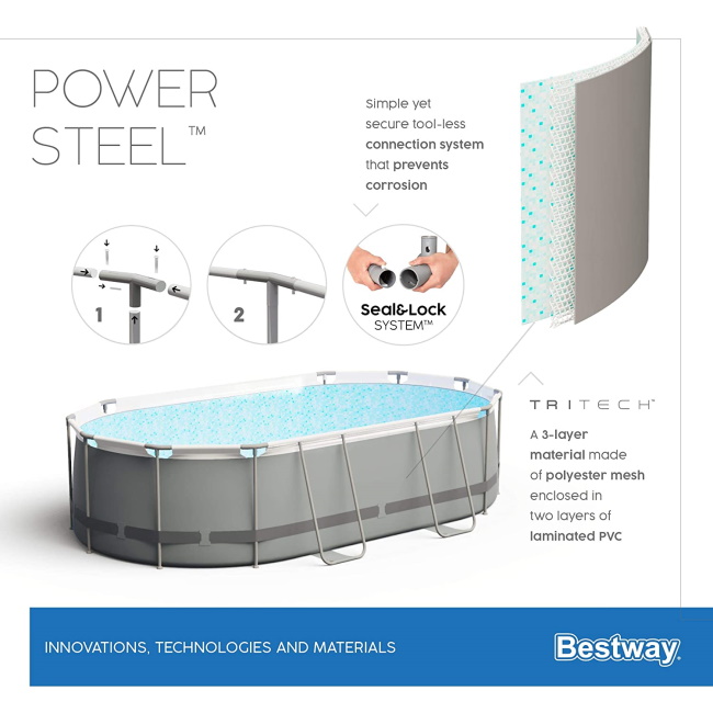 Bestway ovalni bazen sa čeličnom konstrukcijom Power Steel Frame 424x250x100cm-9